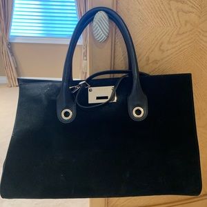 Jimmy Choo Black Suede & Leather Top-Handle Shoulder Bag